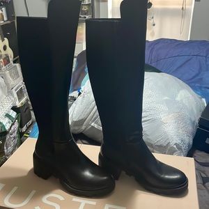 Lug, sole, knee-high, riding boots